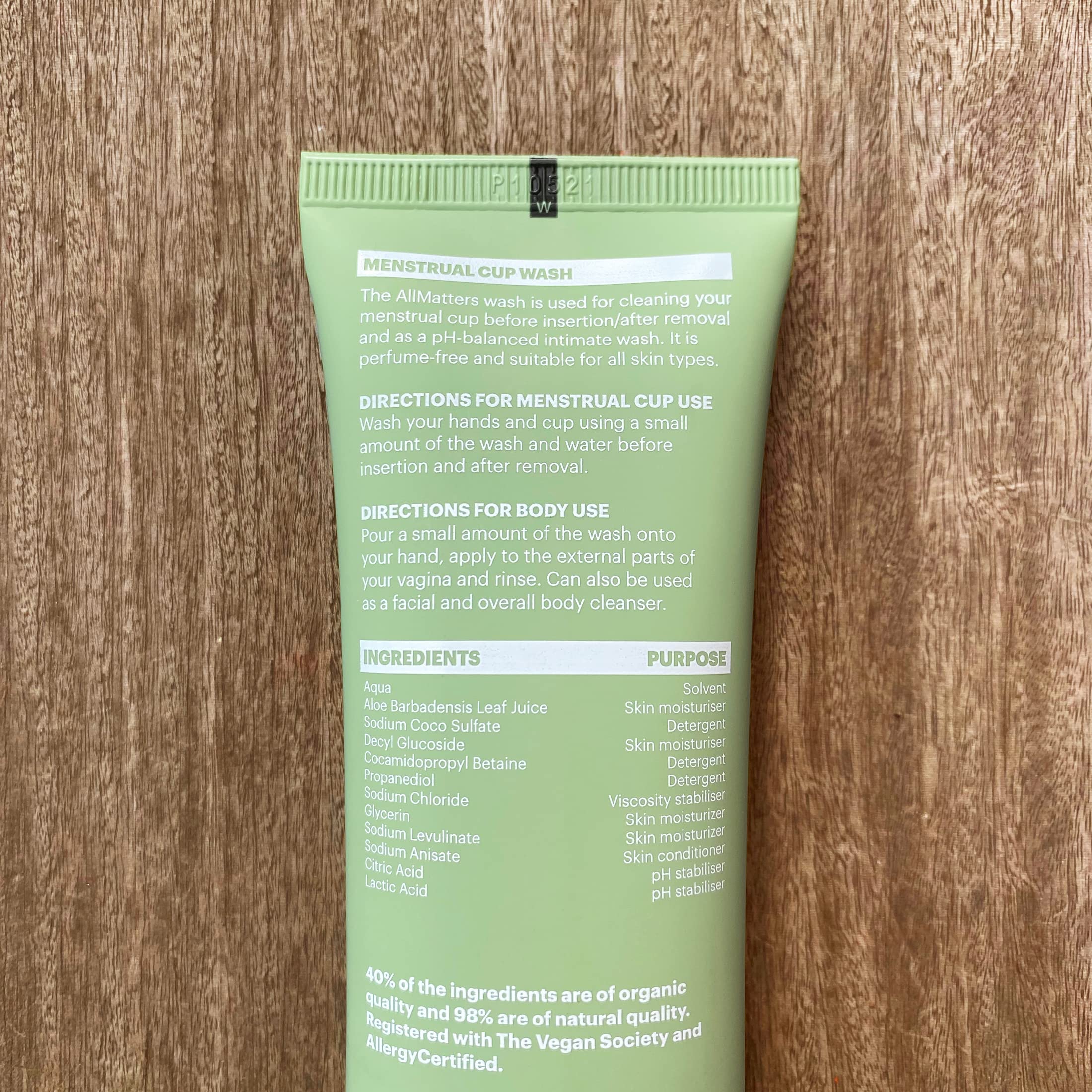 AllMatters Detergente (Precedentemente OrganiWash) per coppetta mestruale e detergente intimo corpo 75 ml. pH bilanciato. Senza profumo e senza allergeni