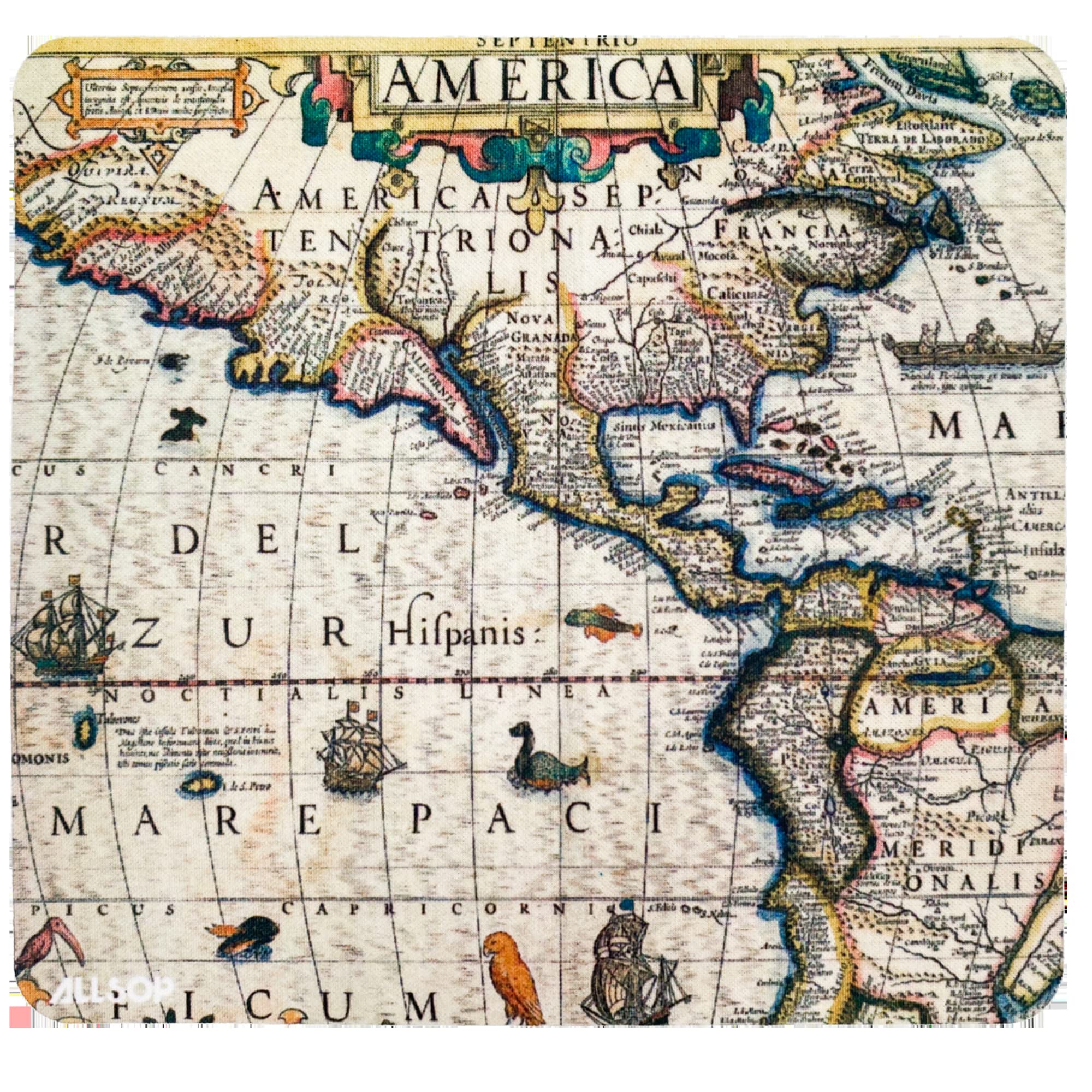 NeedzoAssorted Styles Map Mousepads, Computer Desk Accessories for Office or Home, 8.5 Inches x 8 Inches, 4 Pack