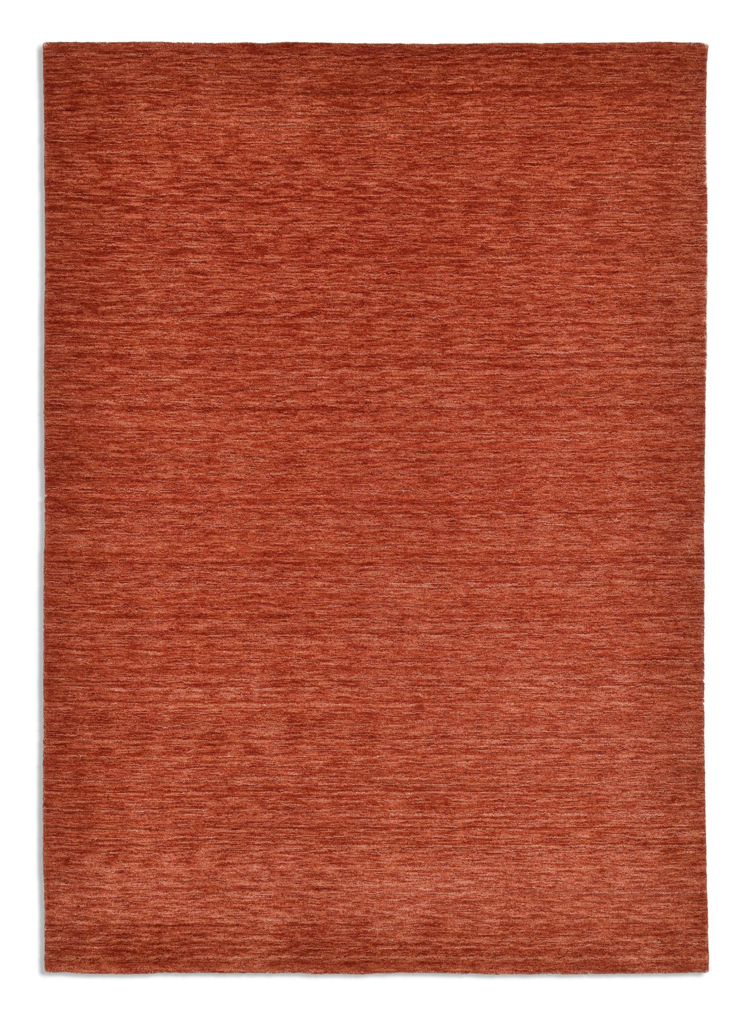 THEKO | Teppich Holi aus 100% Schurwolle | schlicht, zeitlos + modern | handgewebt | Farbe: Terrakotta | 40x60 cm