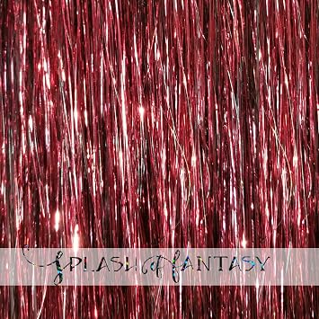40" Fairy Hair Tinsel 100 Strands Shiny Burgundy