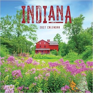 TF Publishing 2027 Indiana Wall Calendar - 12 x 12 inches | Premium Gloss Paper, Vertical Monthly Wall Calendar 2027 with Large Grids for Appointments and Scheduling