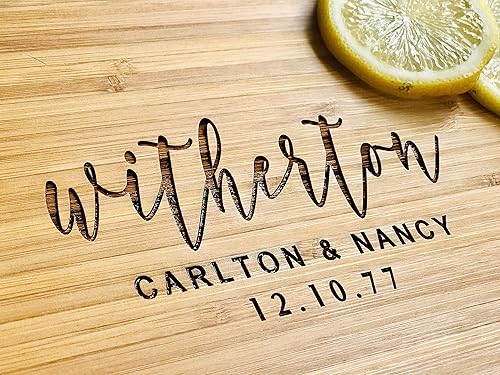 Miniatura 8 de Tabla de cortar de bambú personalizada, decoración de cocina rústica hecha a mano, alternativa de bloque de carnicero grande y duradera con grabado,