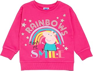 Popgear Girl's Peppa Pig Rainbows Crewneck Sweatshirt Pink Fashion