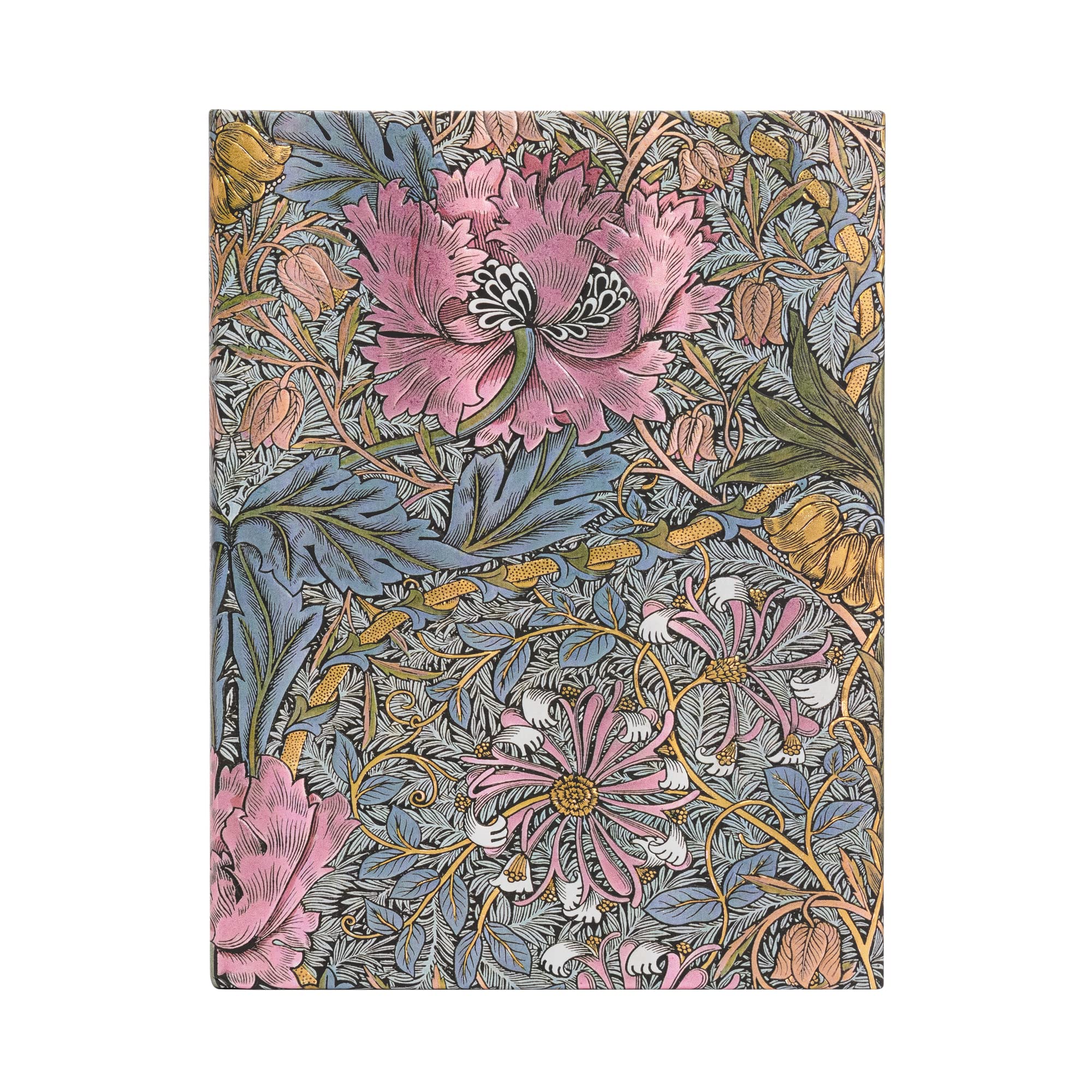 Morris Pink Honeysuckle (William Morris) Ultra Unlined Hardcover Journal: Hardcover, 120 gsm, ribbon marker, memento pouch, elastic closure, book edge printing