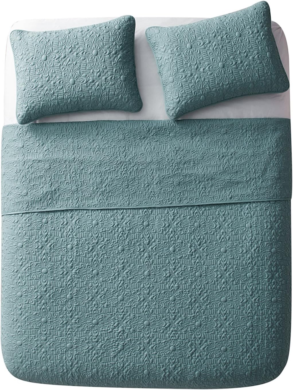 VCNY Home Quilt for King Size Bed - 3-Piece Bed Set, Lightweight Comforter Set Alternative, Bedspread Coverlet and Shams (Caroline, Sage Bedding)