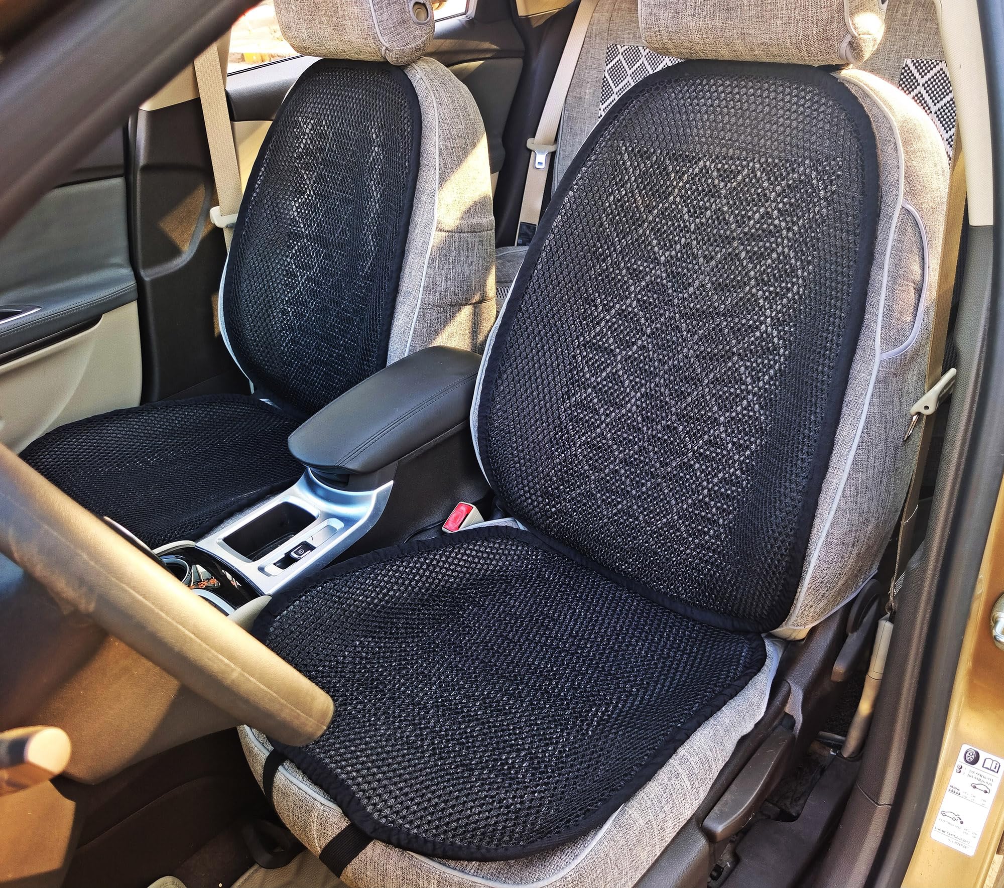 Coussin d'été frais en maille 3D respirante pour siège de voiture, housse universelle pour coussin de voiture, accessoires intérieurs (noir, 2 coussins de siège + 2 dossiers)