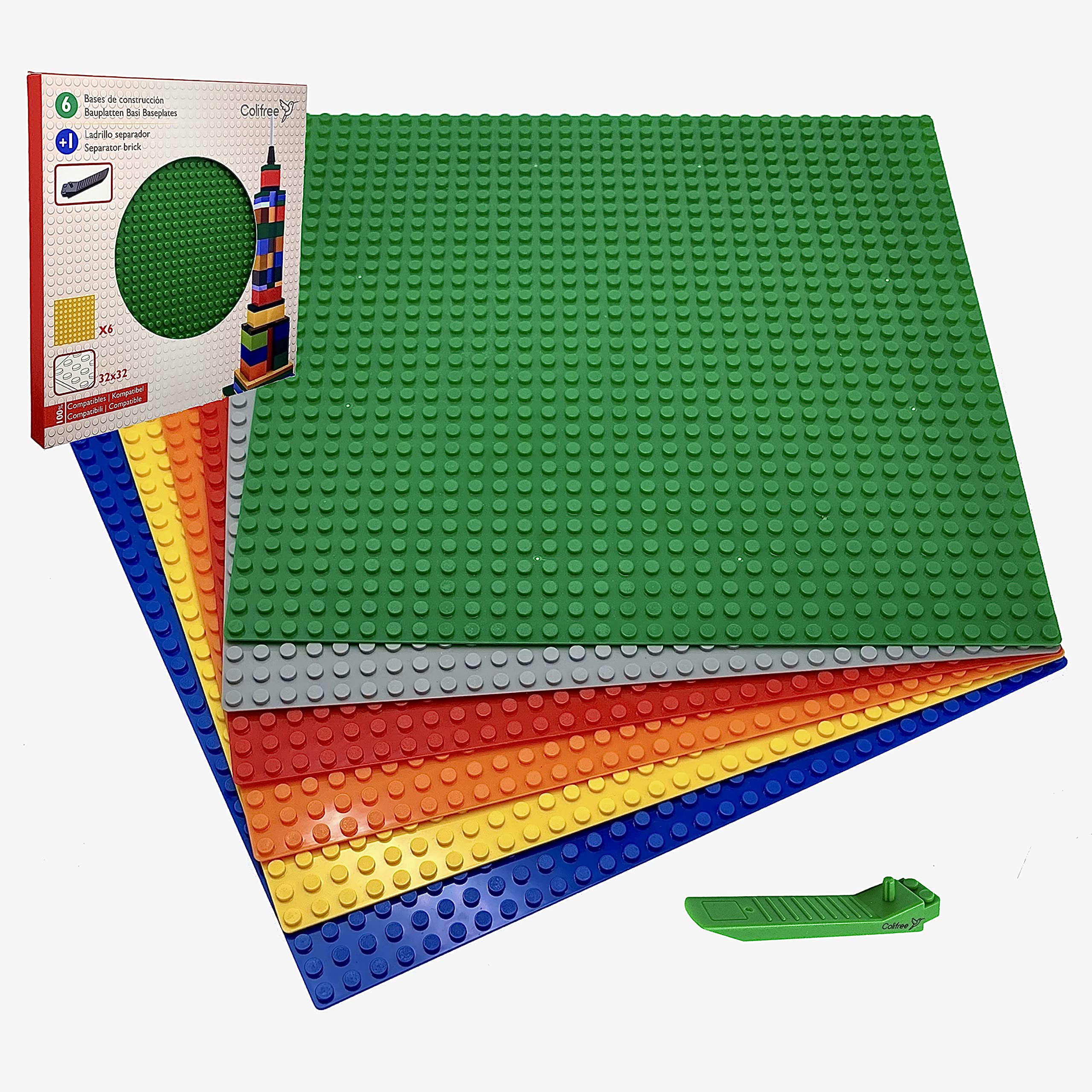 Colifree - 6 Bases para Piezas Sueltas Classic, Compatible con Las Principales Marcas, la Caja Incluye ladrillo Separador