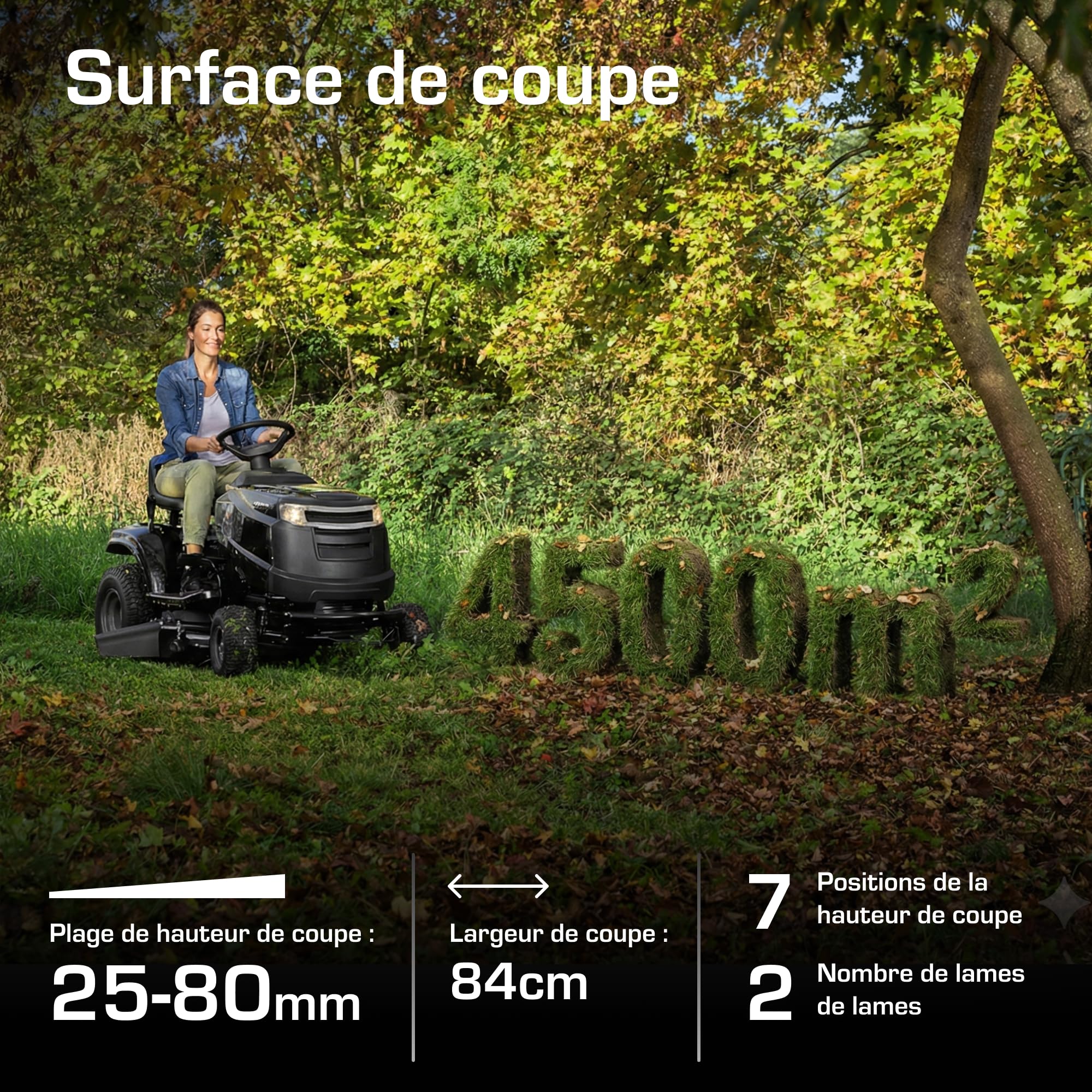 Alpina AT3 98 A Tracteur de Jardin, 6,5 kW, 98 cm – Éjection latérale, Kit Mulching inclus – Pelouses jusqu'à 4 500 m²