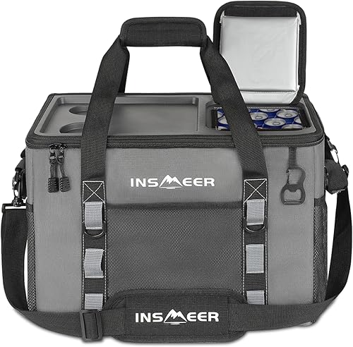 Miniatura 9 de INSMEER Soft Cooler Bag with Hard Shell & 2 Cup Holders, Portable 40L70 Cans Collapsible Cooler Bags Insulated with Leakproof for Travel, ice chests