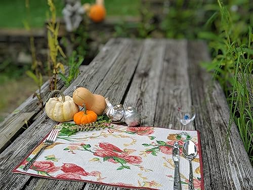 Miniatura 8 de Tache - Manteles individuales de primavera con diseño floral de rosas rojas dulces y pájaros, tapiz vintage estilo shabby chic, para cocina,