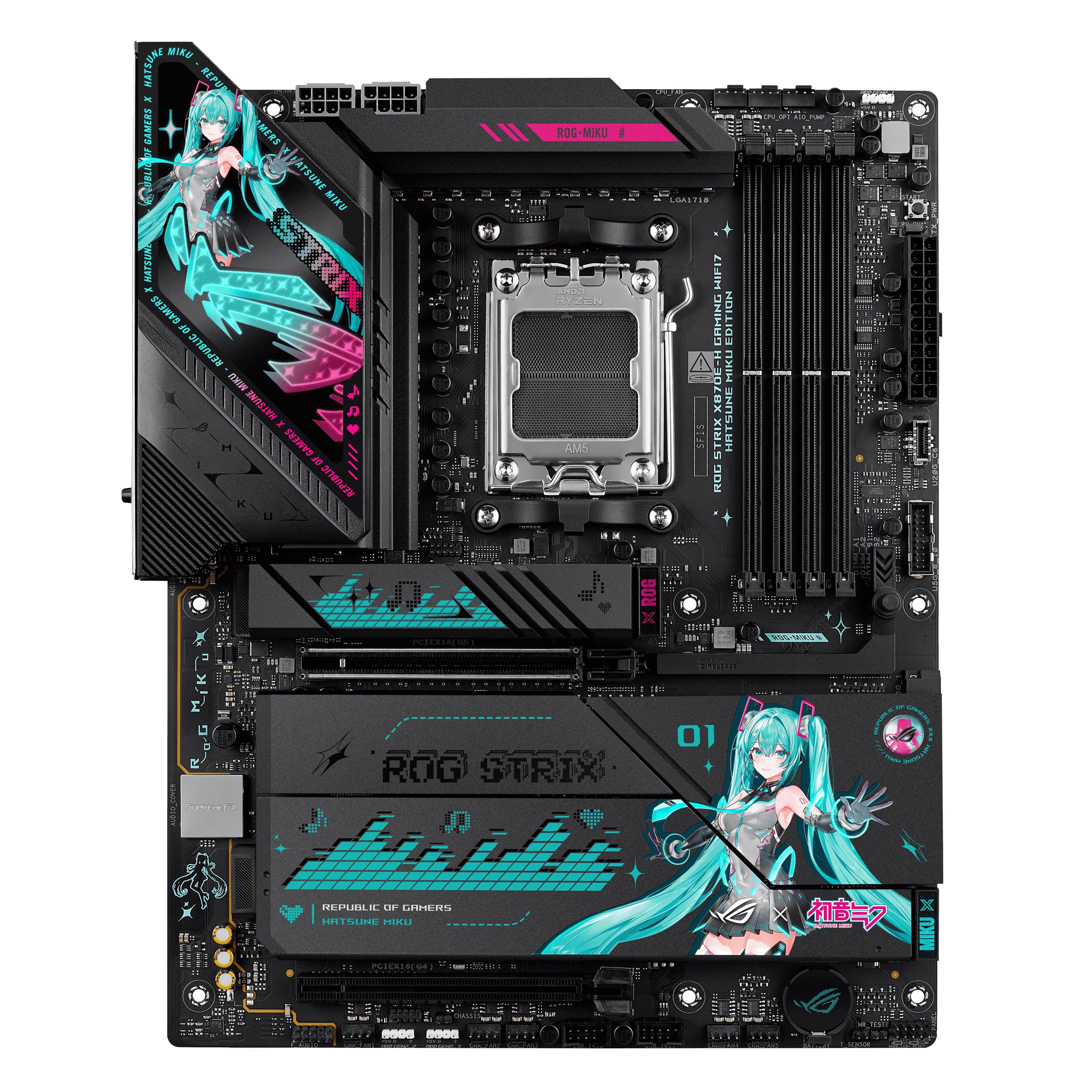 ASUS ROG Strix X870E-H Gaming WIFI7 Mainboard Sockel AMD AM5 (ATX, DDR5, WiFi 7, 4X M.2, PCIe 5.0, 2X USB4, PCIe Slot Q-Release, Aura Sync)