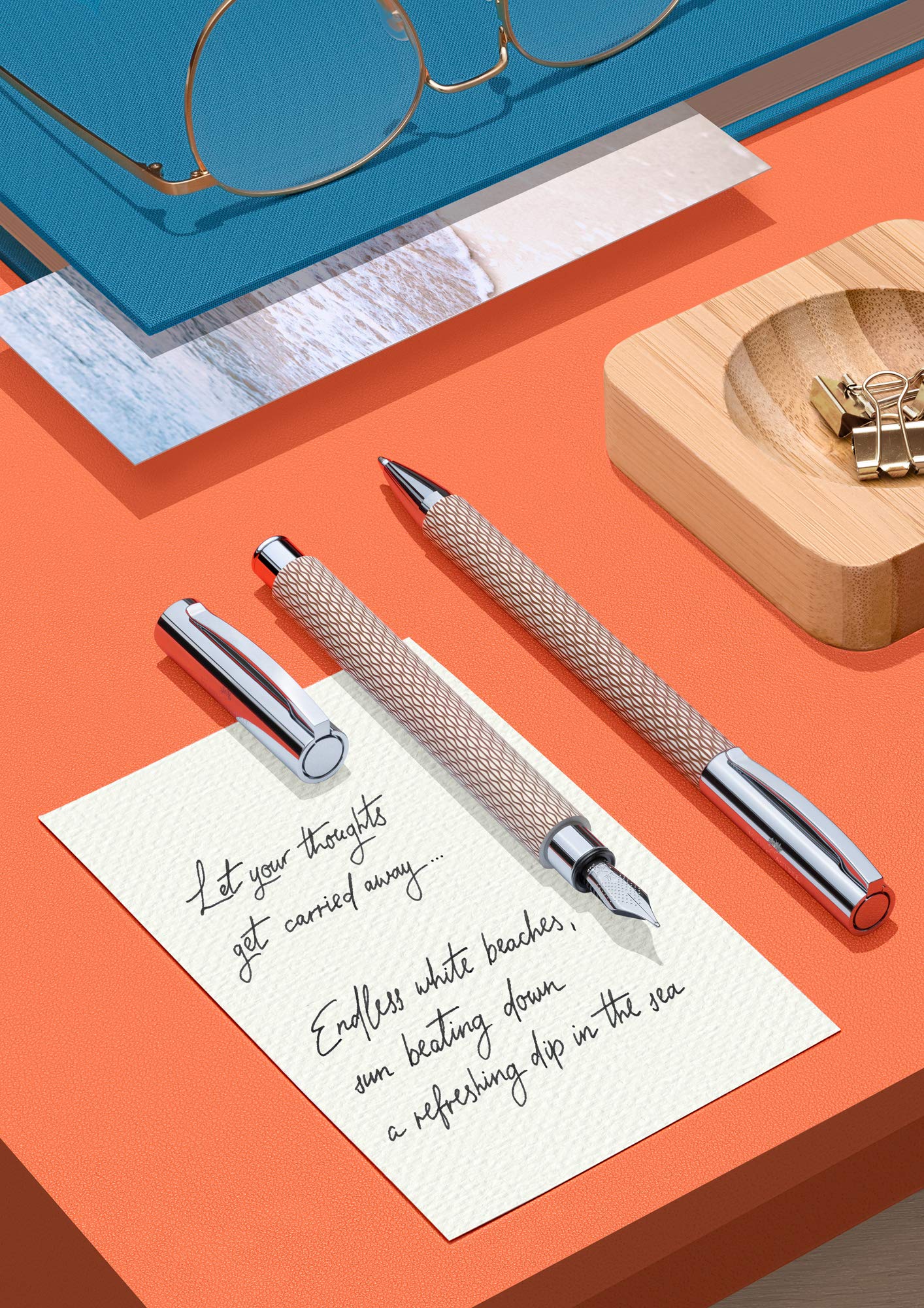 Faber-Castell 149622 - Füller Ambition OpArt, Federbreite EF, White Sand, 1 Stück | Füllfederhalter mit Edelharzschaft, Edelstahlfeder und Patronen-Konvertersystem, inkl. Geschenketui