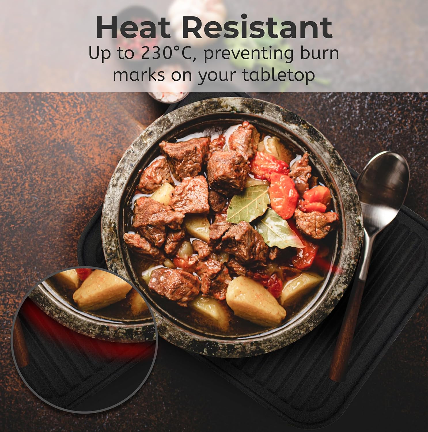 Silicone Trivets for Hot Dishes, Pots, Pans (2 Pack) - Heat-Resistant Pot Holders for Kitchen Countertop Mats - Silicone Trivet Mat (9 x 12 Inch) - Multipurpose Counter Pads (Black) - Image 2