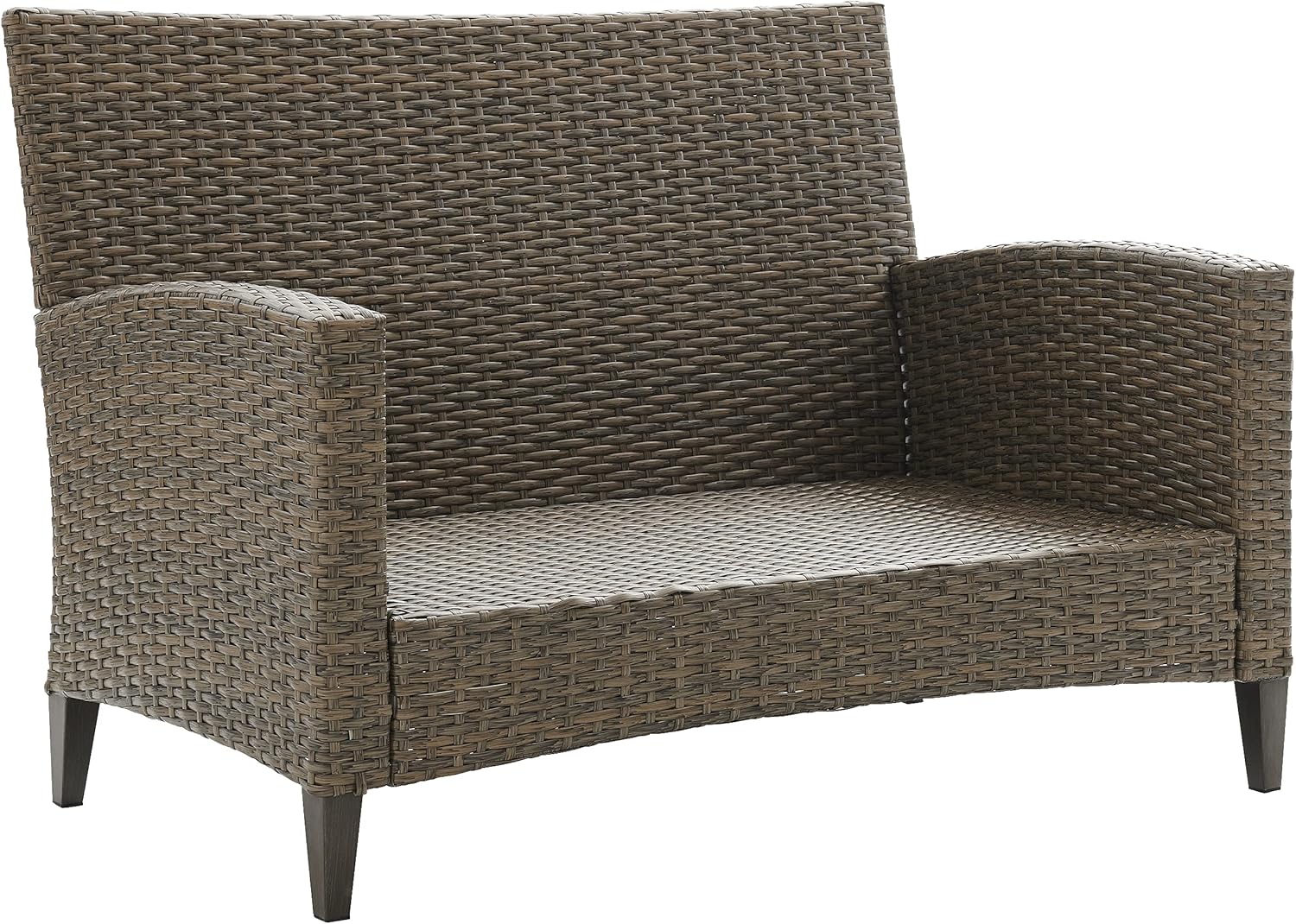 Crosley Furniture Rockport Wicker Outdoor Loveseat, 2-Person Patio Couch for Porch, Deck, Backyard, Balcony, Light Brown
