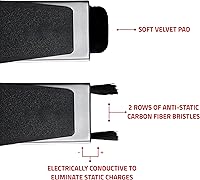 Vista 3 de Fluance Kit de accesorios para tocadiscos de vinilo y discos con cepillos antiestáticos de fibra de carbono para registro y lápiz capacitivo, plato