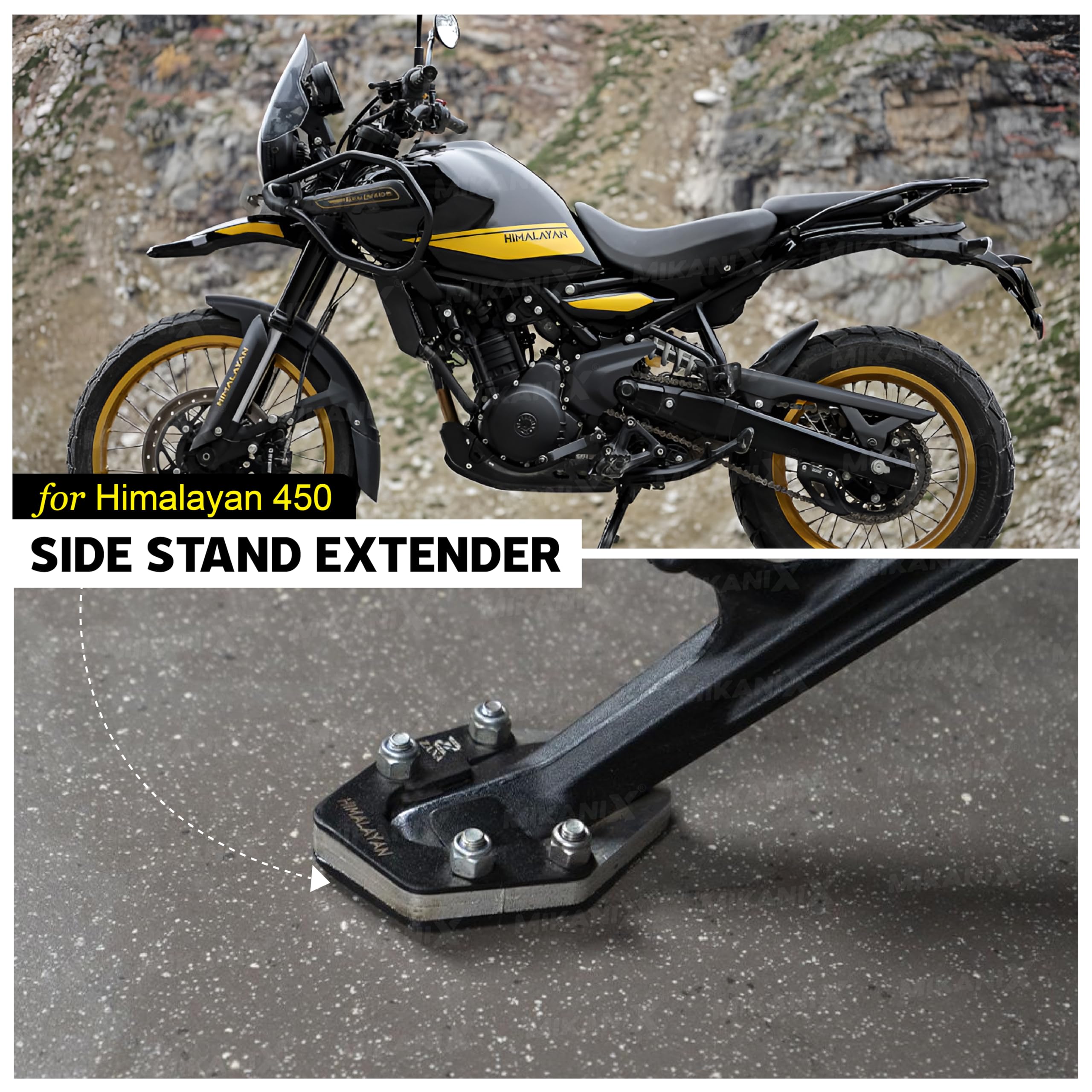 OBEROI'S TRADERS Stainless Steel Side Stand Extender | Side Stand Pad for RE Himalayan 450 1