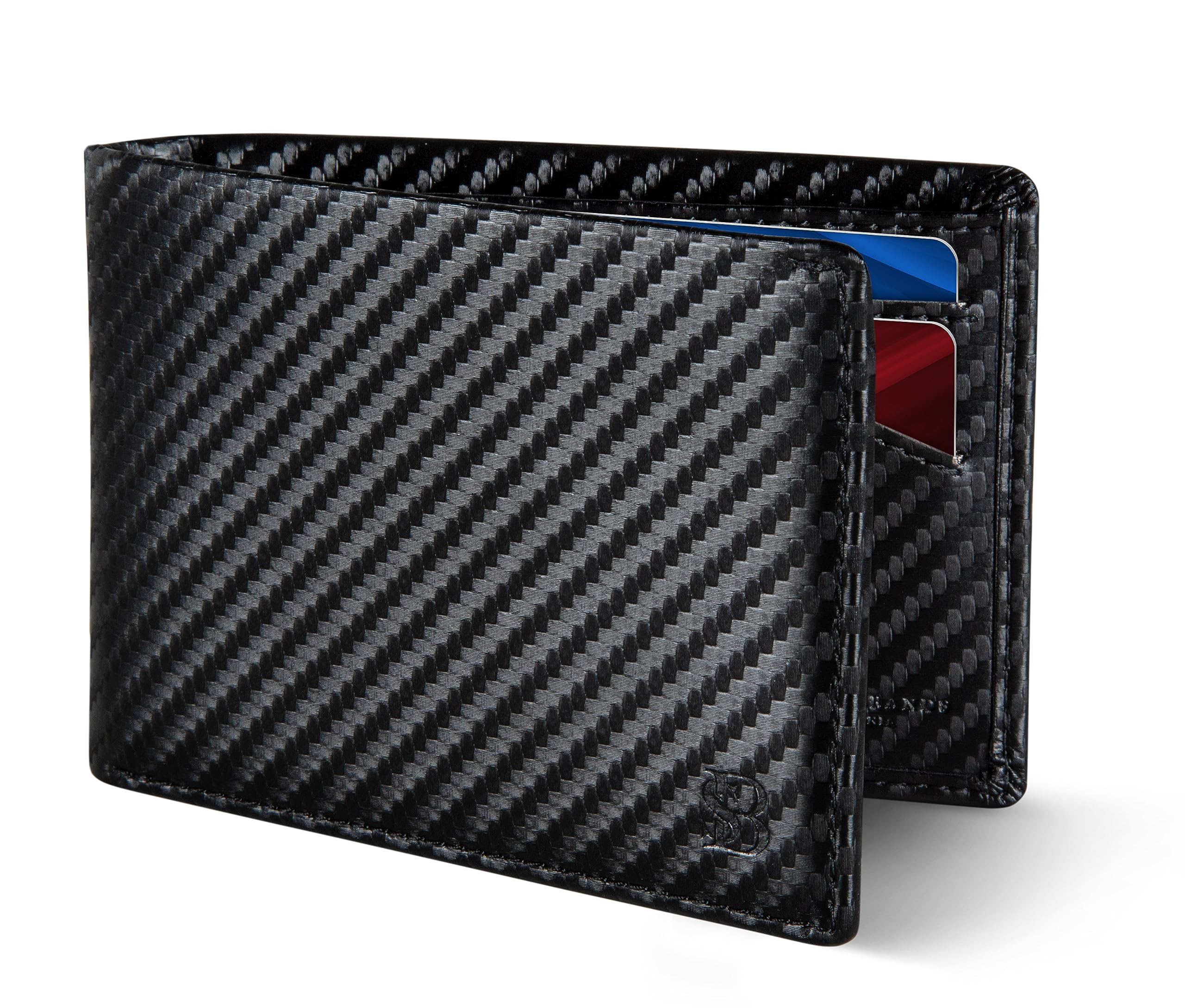 SERMAN BRANDS Mens Slim Bifold Wallet RFID Blocking Minimalist Front Pocket Wallets for Men - Thin & Stylish, Modern Black Elite, Slim