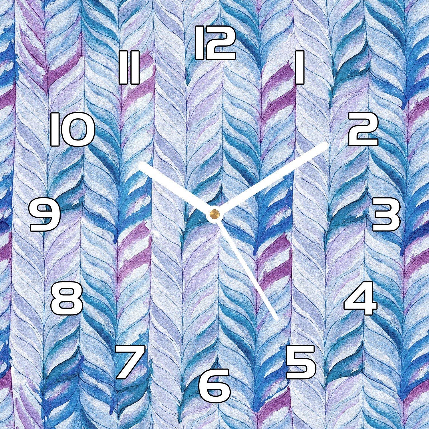 Horloge en verre 30x30 cm Coloray avec motif Herringbone moderne pour mur