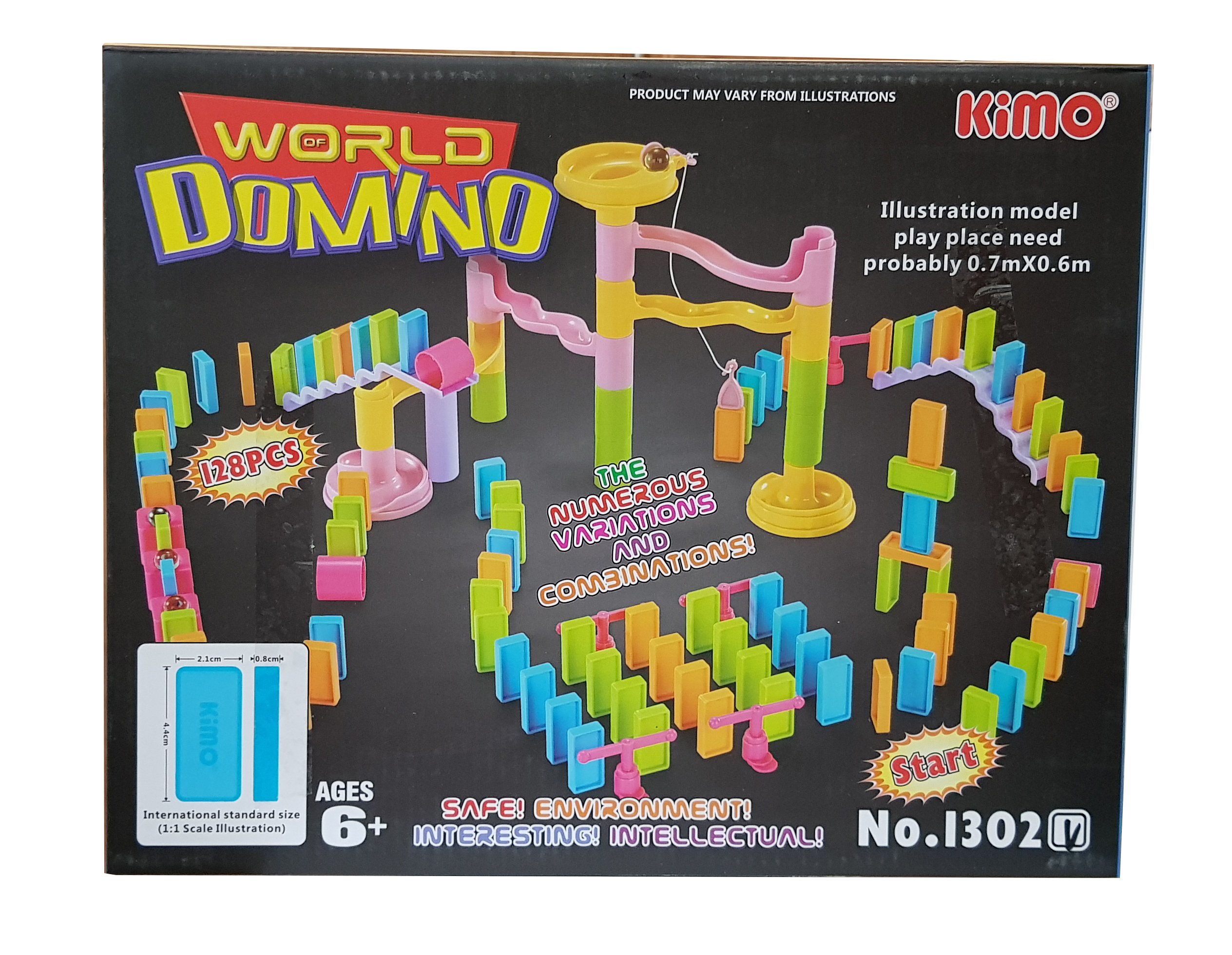 Magicwand® Set of Educational Domino Rally Building Blocks Racing Tile Game【3 Yrs & Up】【Pack of 1】【128 Pcs】