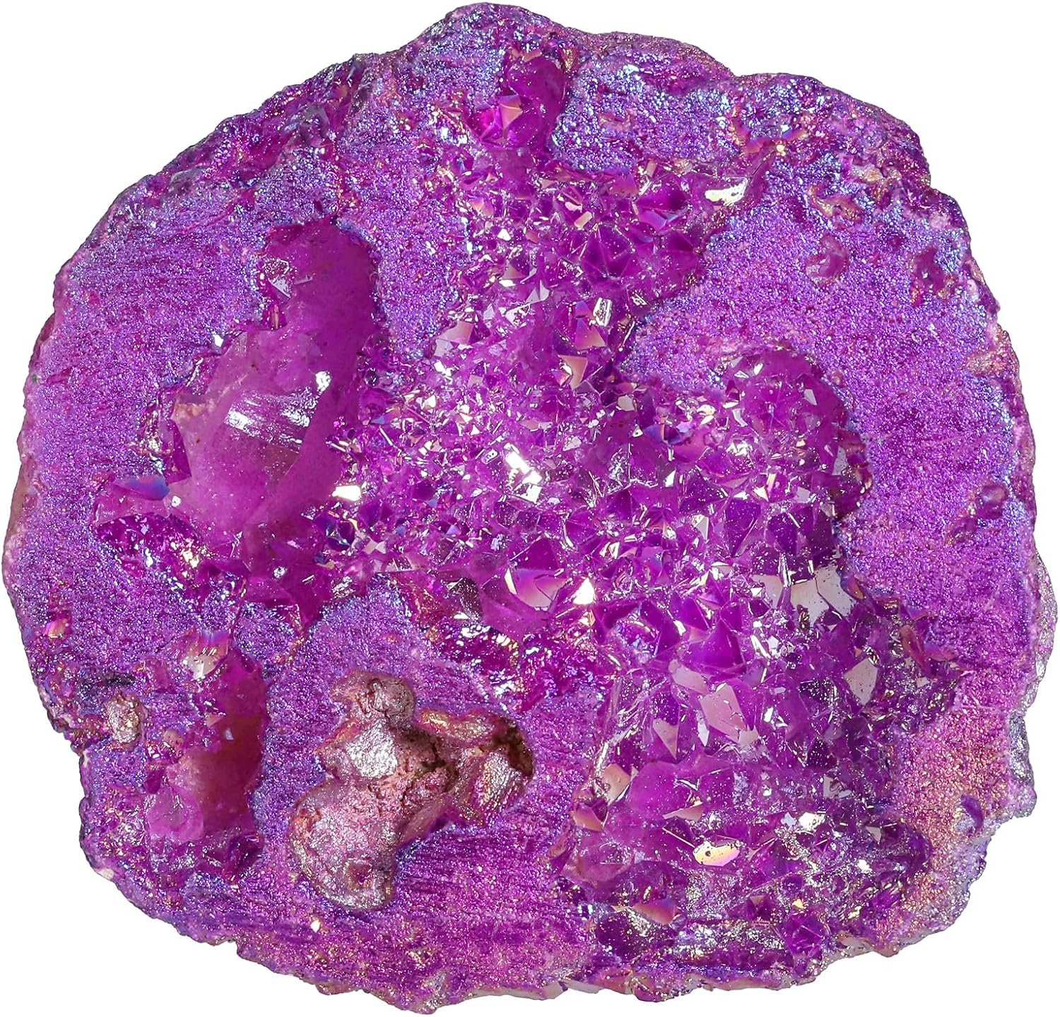 Rockcloud Large Titanium Coated Crystal Geode Mineral Specimen Irregular Reiki Crystal Stone for Home Office Decoration, Blue