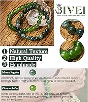 Vista 5 de Bivei Natural Gemstone Semi Precious Healing Crystals Handmade Stretchy Round Beads Bracelet, Enhance Positive Energy
