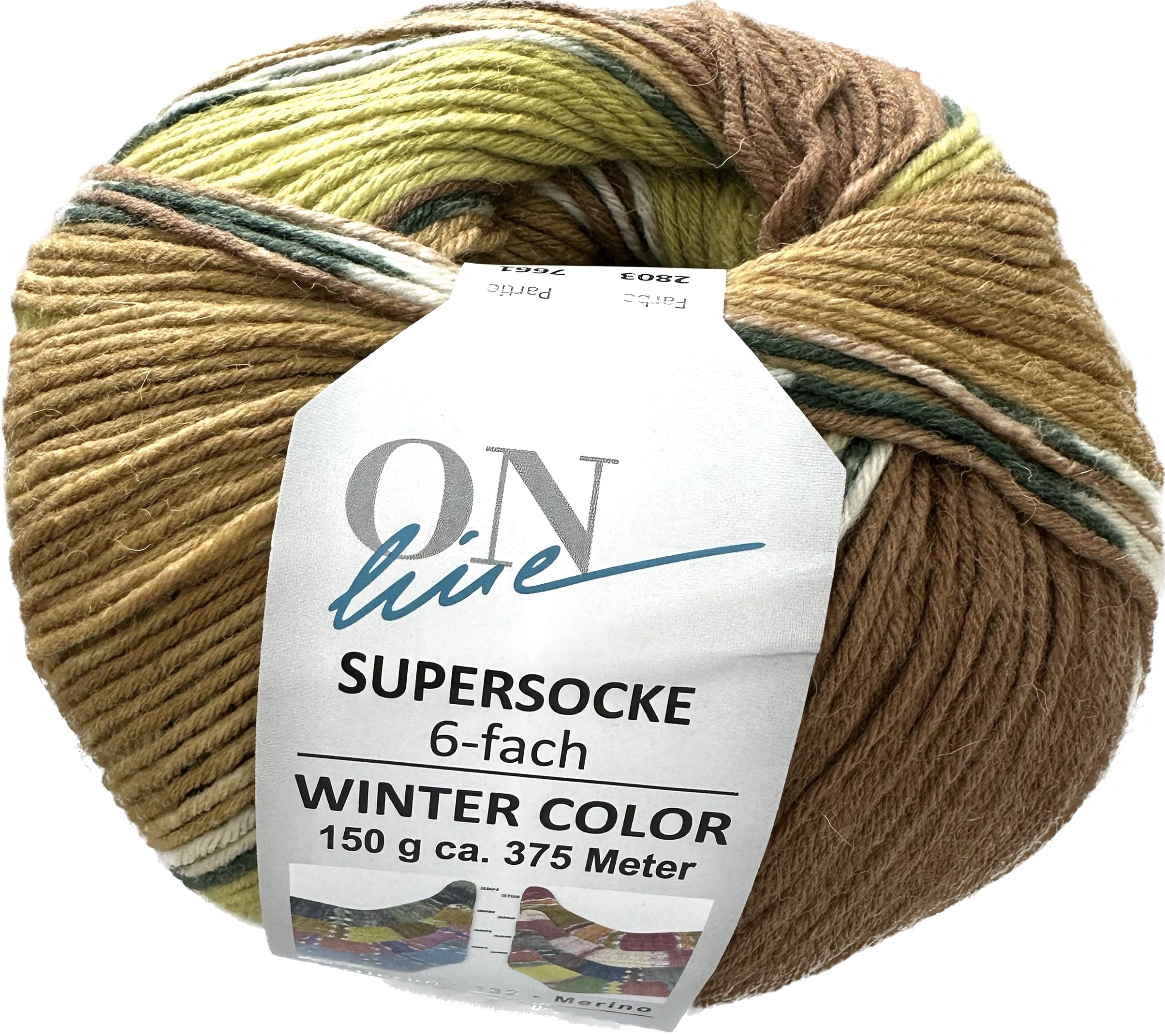 ONline Supersocke 6-fach – 150 G Sockengarn In Winter-Color Ocker/Gelb/Braun, Waschmaschinenfest