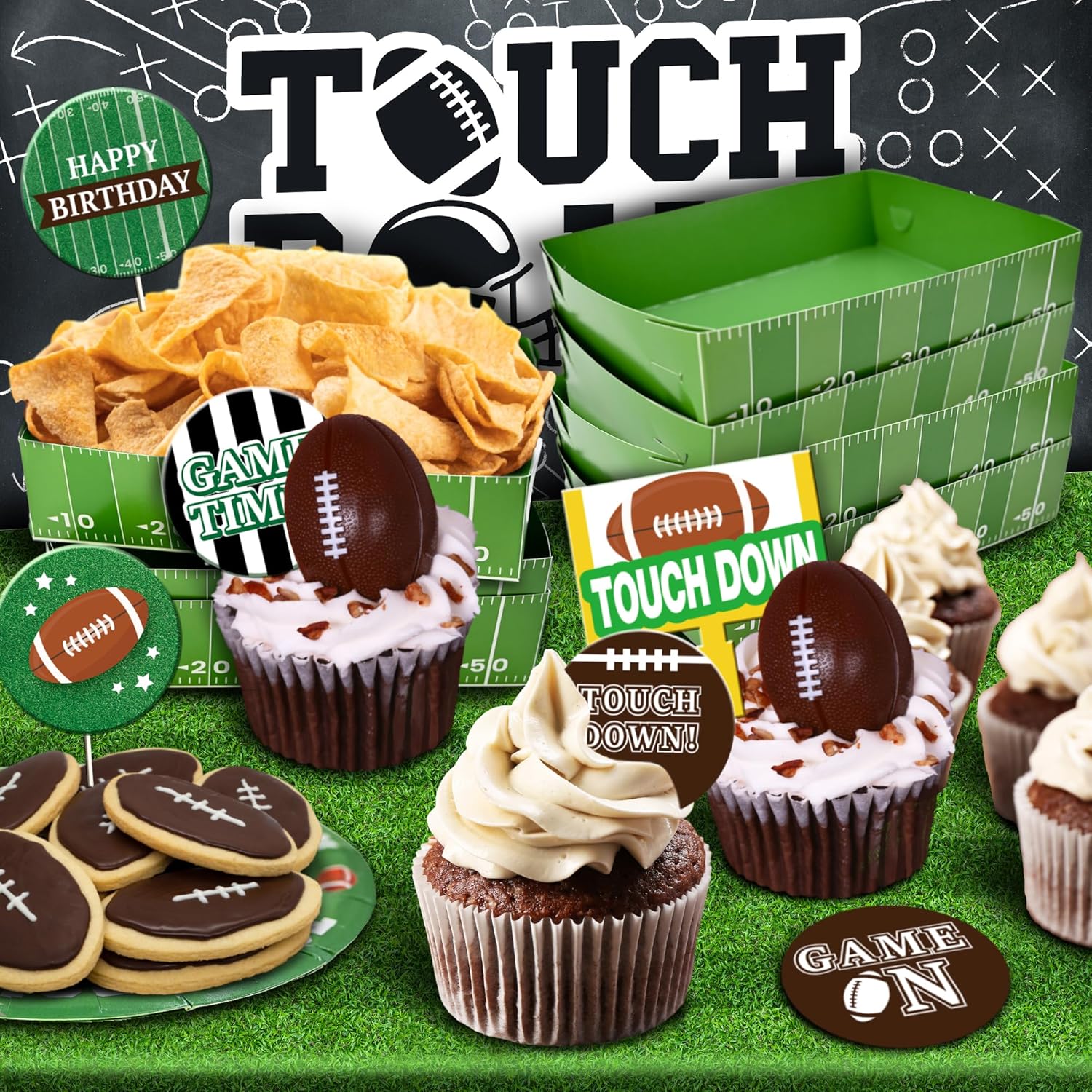 Party Spot! Rugby Football Birthday Party Decorations For Boy,Sports Birthday Party Decorations,Sports Theme Paper Plates for 16 Peoples, Balloon Arch, Tablecloth, Backdrop - Image 6