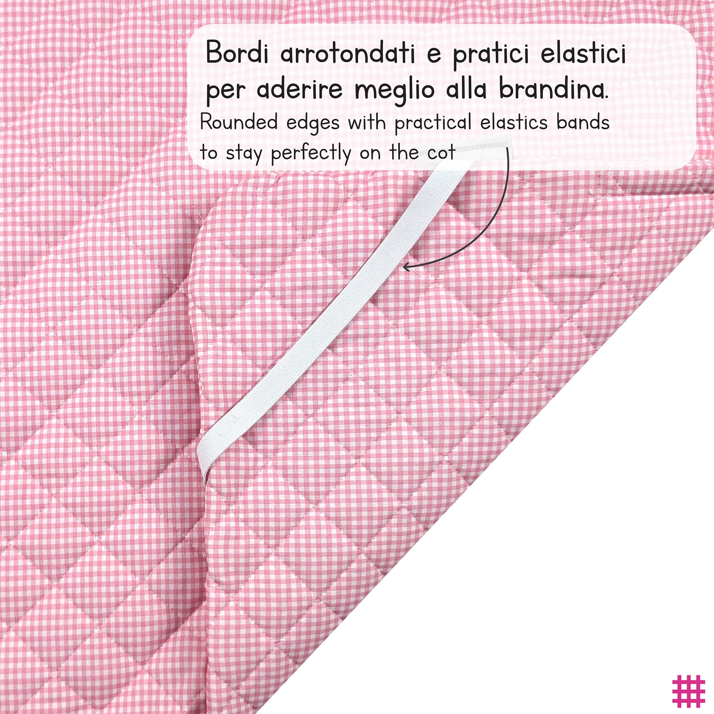 Panini Tessuti Saco de Dormir y Saco de guardería para bebés de 2 a 6 años - Tejido Acolchado 100% algodón, para Dormir en la guardería y en casa - Made in Italy (Saco de Dormir Cuadrados Rosas