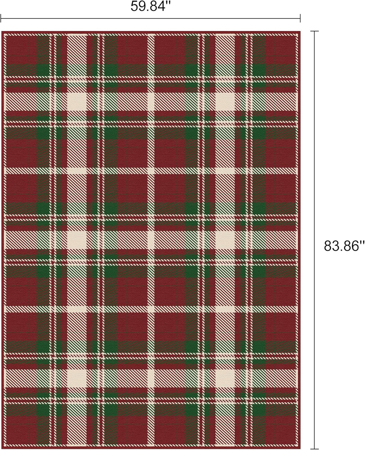 BEIMO Christmas 5x7 Area Rugs for Living Room Bedroom,Xmas Checkered Buffalo Plaid Rug,Machine Washable Low Pile Non Slip Soft Indoor Floor Carpet,Holiday Decorative Rug for Dining Room,Ivy-Red Tartan