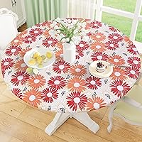 Vista 23 de Misaya - Mantel redondo ajustable con borde elástico, 100% impermeable y resistente al aceite, mantel de plástico con respaldo de franela de vinilo