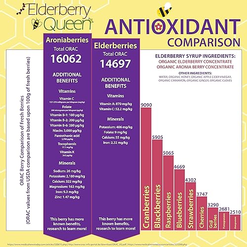 Miniatura 4 de Elderberry Queen Suplemento líquido de saúco orgánico de 24 onzas, sambucus, bayas de aronia, puro natural certificado orgánico apoyo inmunológico a