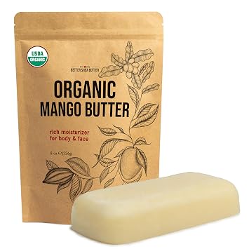 Organic Mango Butter - USDA Certified Raw Mango Seed Butter Unrefined, 8 oz