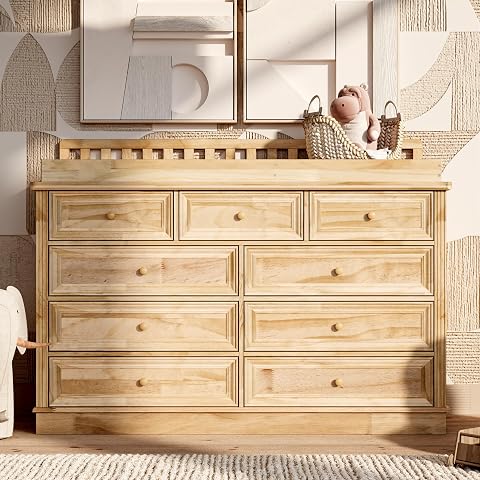Homsee Baby Changing Table Dresser, 100% Solid Wood