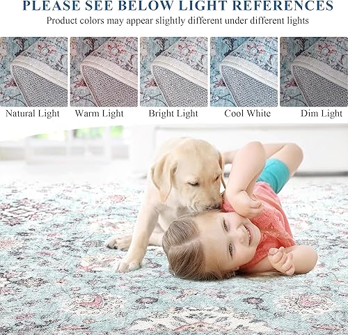 Miniatura 6 de Mcadore Alfombras de área de 8 x 10 pies, alfombra bohemia lavable, antideslizante para sala de estar, dormitorio, cocina, alfombra suave de pelo