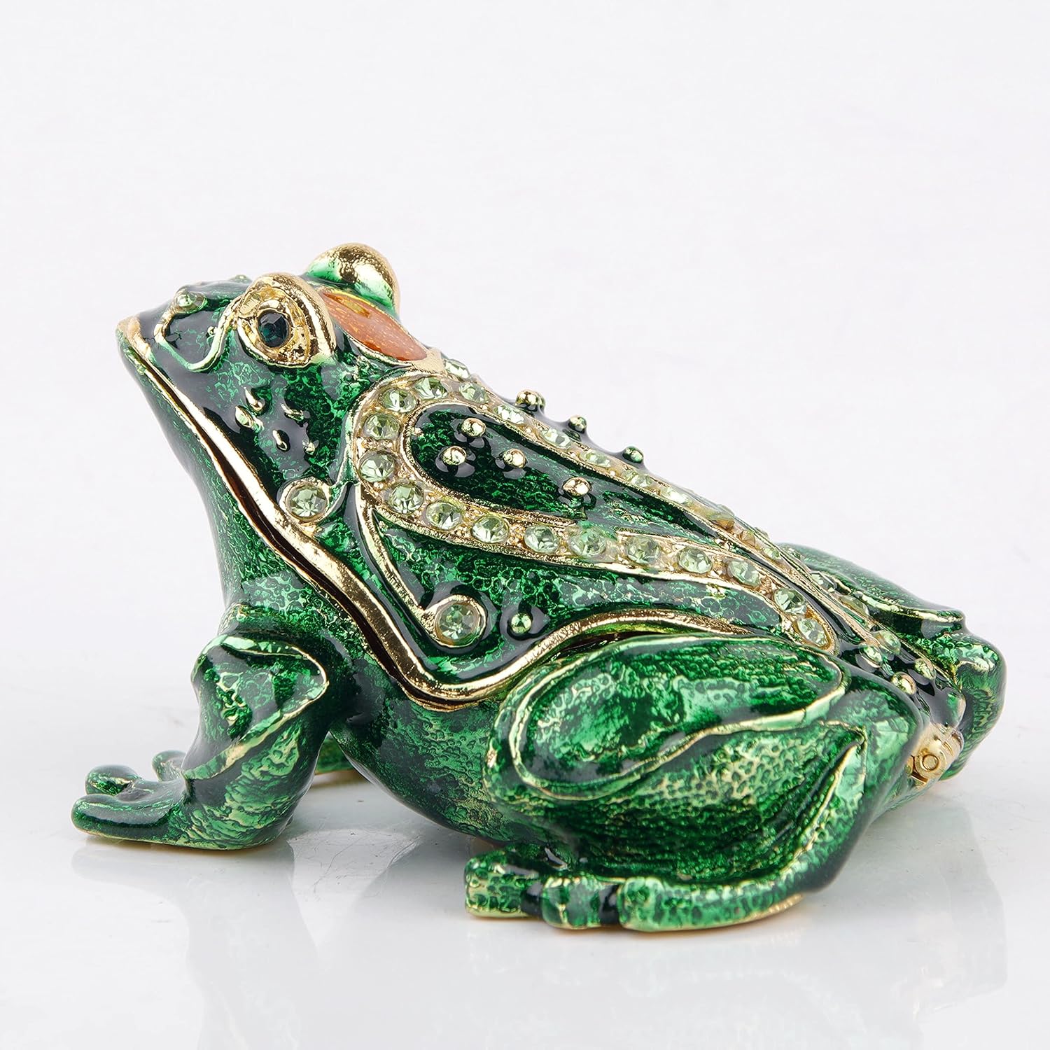 SEVENBEES Large Frog Trinket Box Hinged Jewelry Boxes Hand Painted Enameled Frog Figurine Collectibles Gift for Home Decor - Image 3