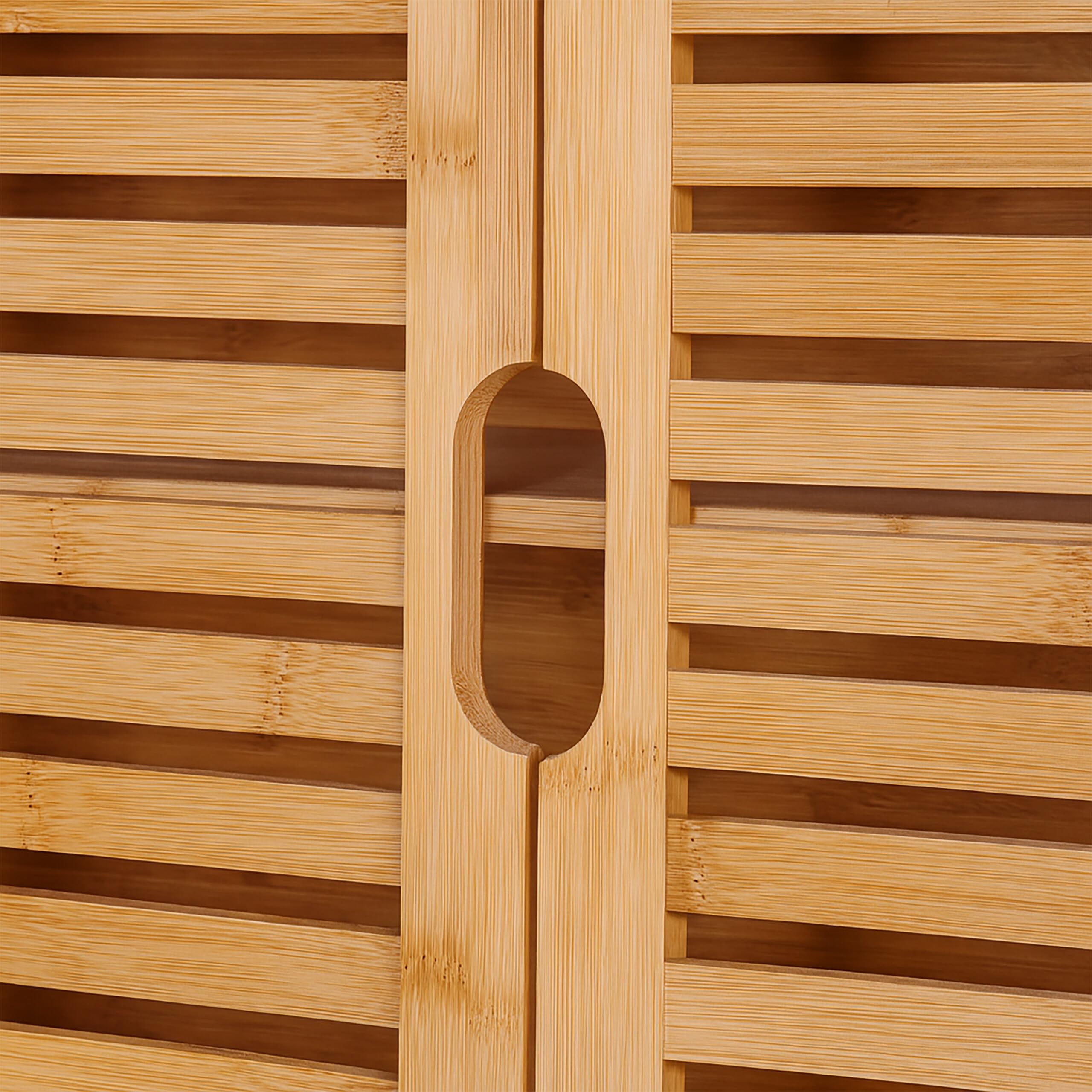 Relaxdays Armoire Murale Salle de Bain, 3 Compartiments, H x L x P : 66 x 59 x 21 cm, Portes à lamelles.