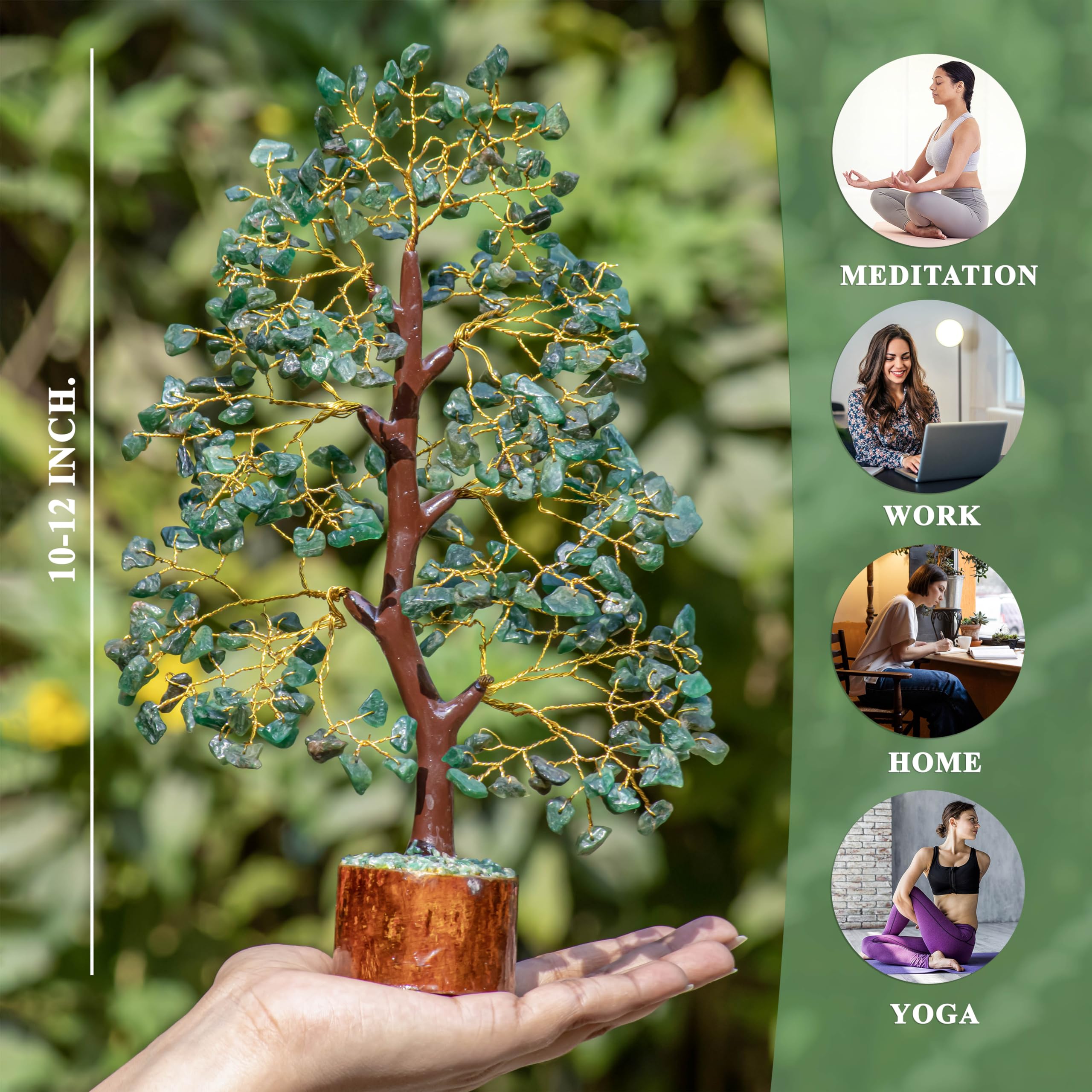 HindCraft Green Aventurine Healing Crystal Tree | Artificial Tree for Prosperity & Abundance | Feng Shui Crystal Tree for Home & Office | Thoughtful Gift for Men & Women – Housewarming, Wedding