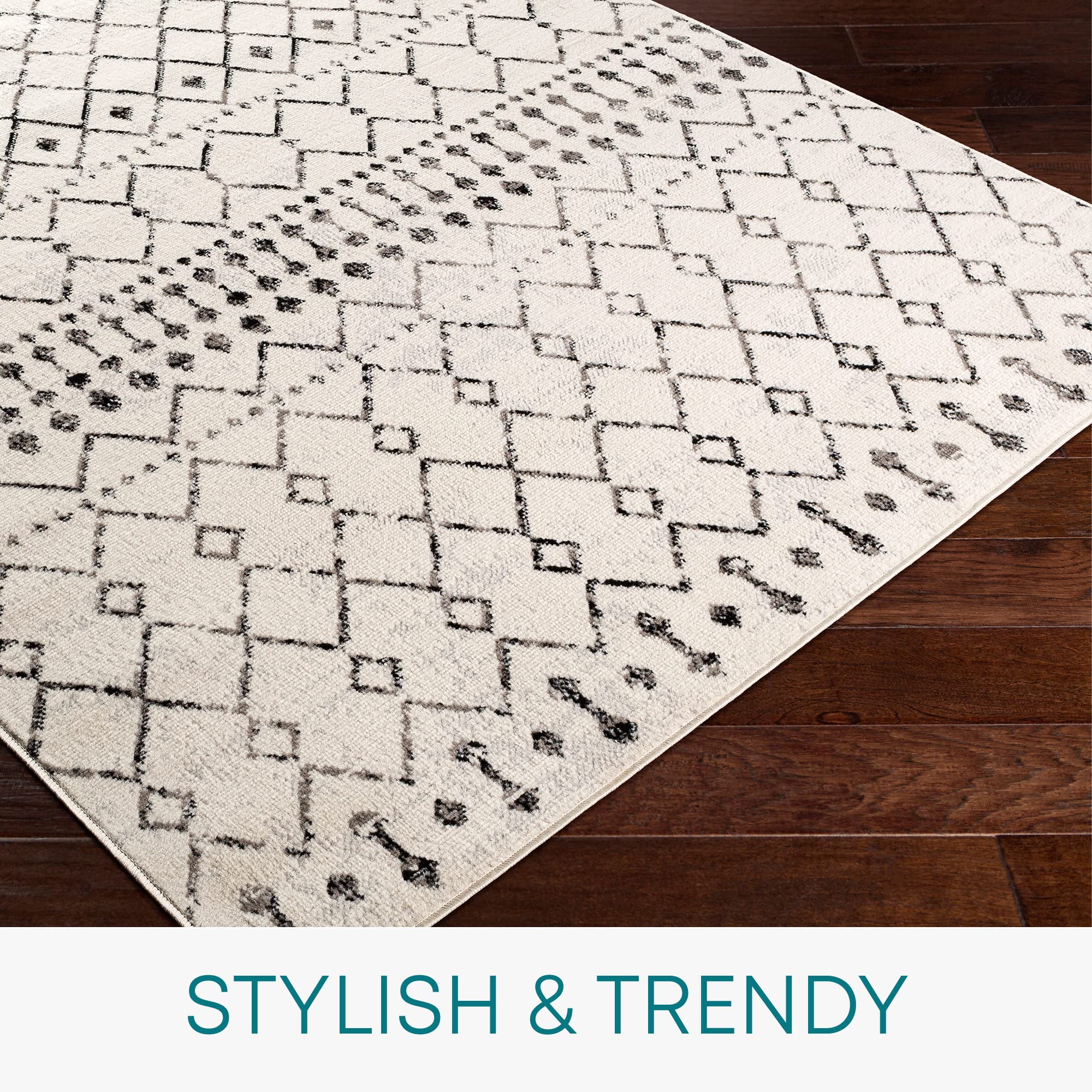 Livabliss Leonor Abu Dhabi Geometric Rug, Scandi Area Rugs Living Room 200x274 cm, Dining, Kitchen, Neutral - Image 2