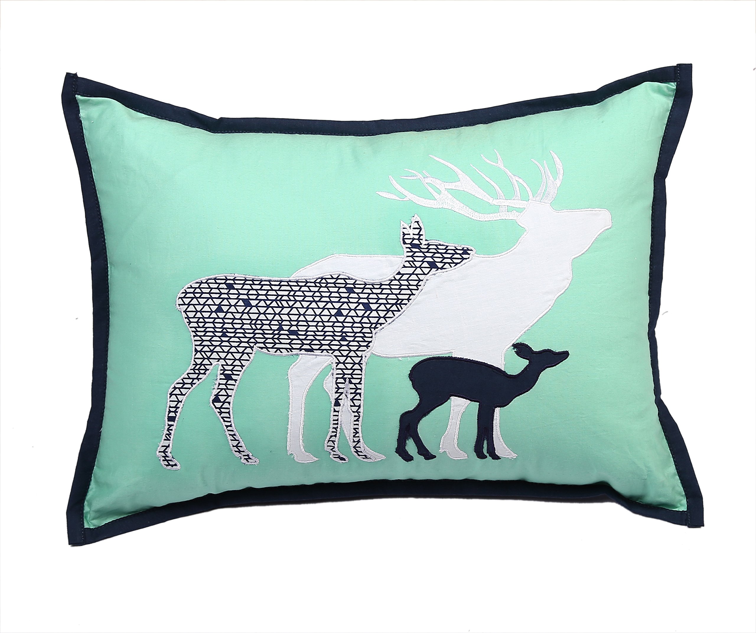 Bacati - Tribal Toddler Bedding Products (Decorative Pillow 12 x 16 inches, Mint/Navy)