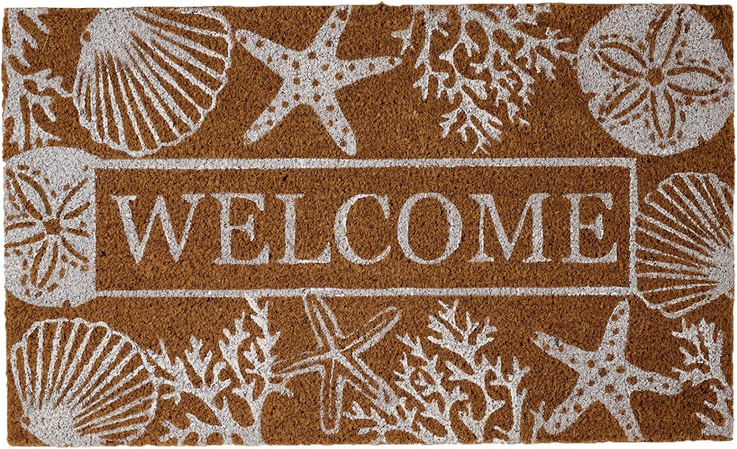 DII Natural Coir Doormat Outdoor Welcome Mat, 17x29, Seashells