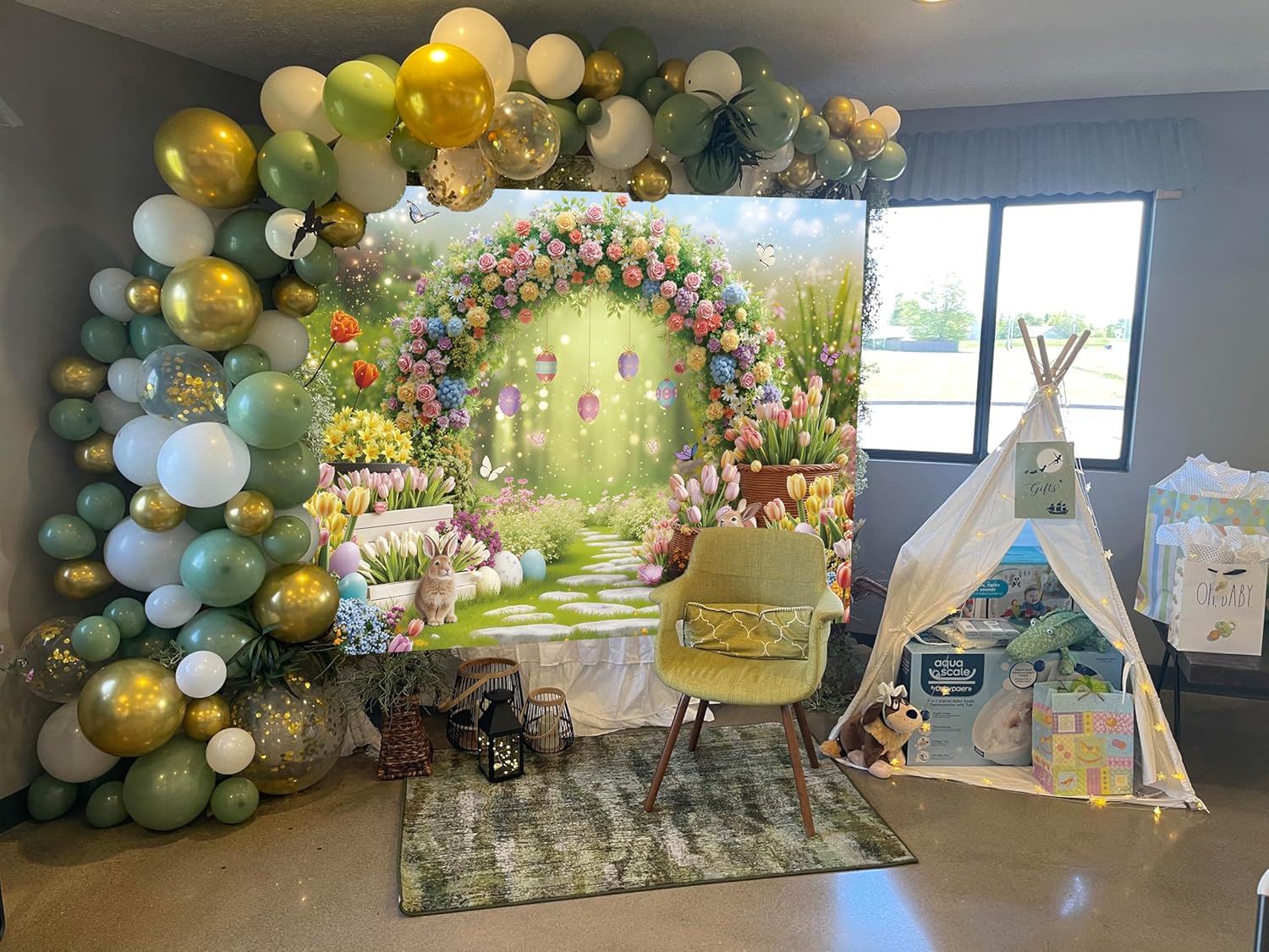 Easter Backdrops for Photography 10x8FT Spring Garden Blue Sky Bunny Eggs Flowers Background for Kids Spring Easter Party Decorations Photo Props