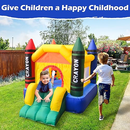 Miniatura 4 de Mini casa inflable para exteriores e interiores con soplador para niños pequeños castillo con tobogán, soplador de aire, bolsa de transporte y bolsa