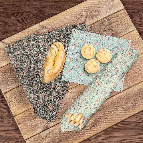 Miniatura 11 de Akeeko Envolturas reutilizables de cera de abejas – Surtido de 9 paquetes, reutilizables, sin plástico, almacenamiento de alimentos 5 pequeñas, 2