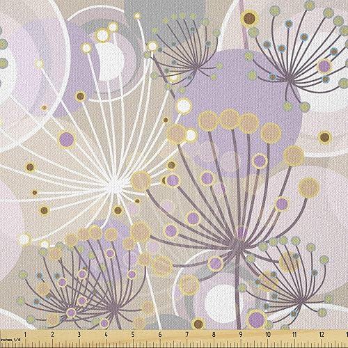 Miniatura 107 de Lunarable - Tela japonesa por yarda, Geishas con paraguas de papel y abanico en un fondo en escala de grises, tela decorativa para tapicería y Beige