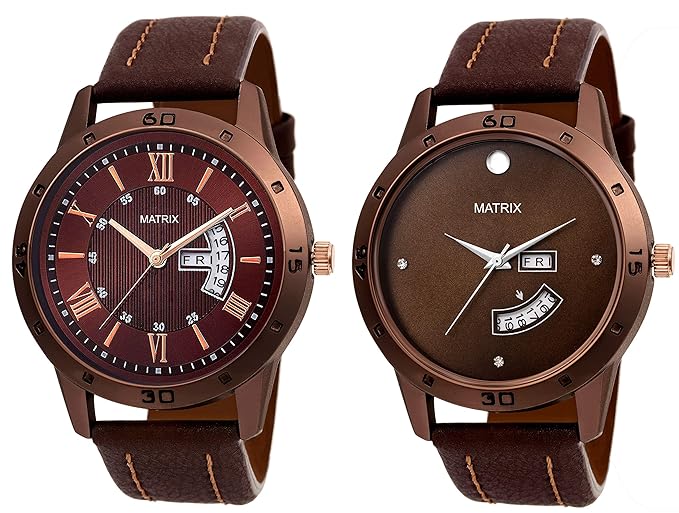 Matrix Analog Day & Date Wrist Watch Combo/Pair (PR-13)