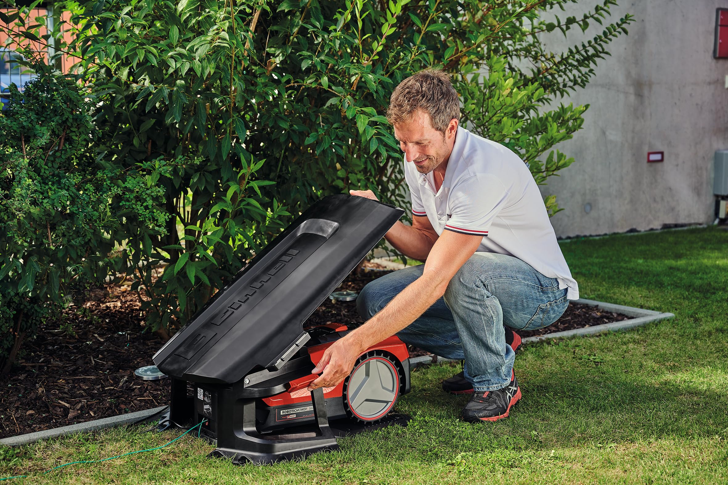 Einhell Original Garaje de Robot cortacésped. Adecuado para el GC-RM 500 y la Serie FREELEXO Completa, protección contra la Intemperie Frente a Lluvia, Sol y precipitaciones, Montaje Sencillo