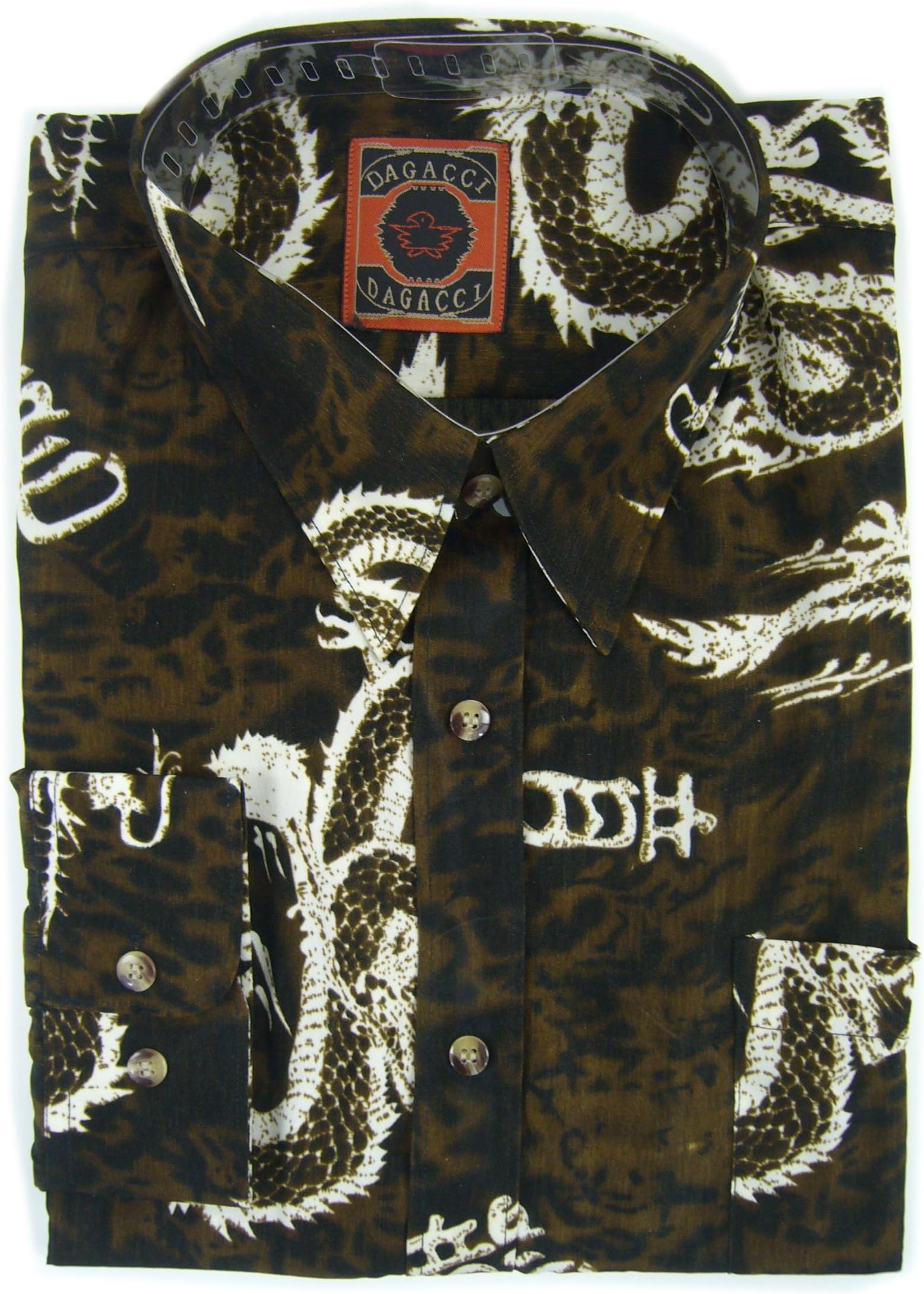 Dagacci Mens Dress Shirt - White Dragon Design
