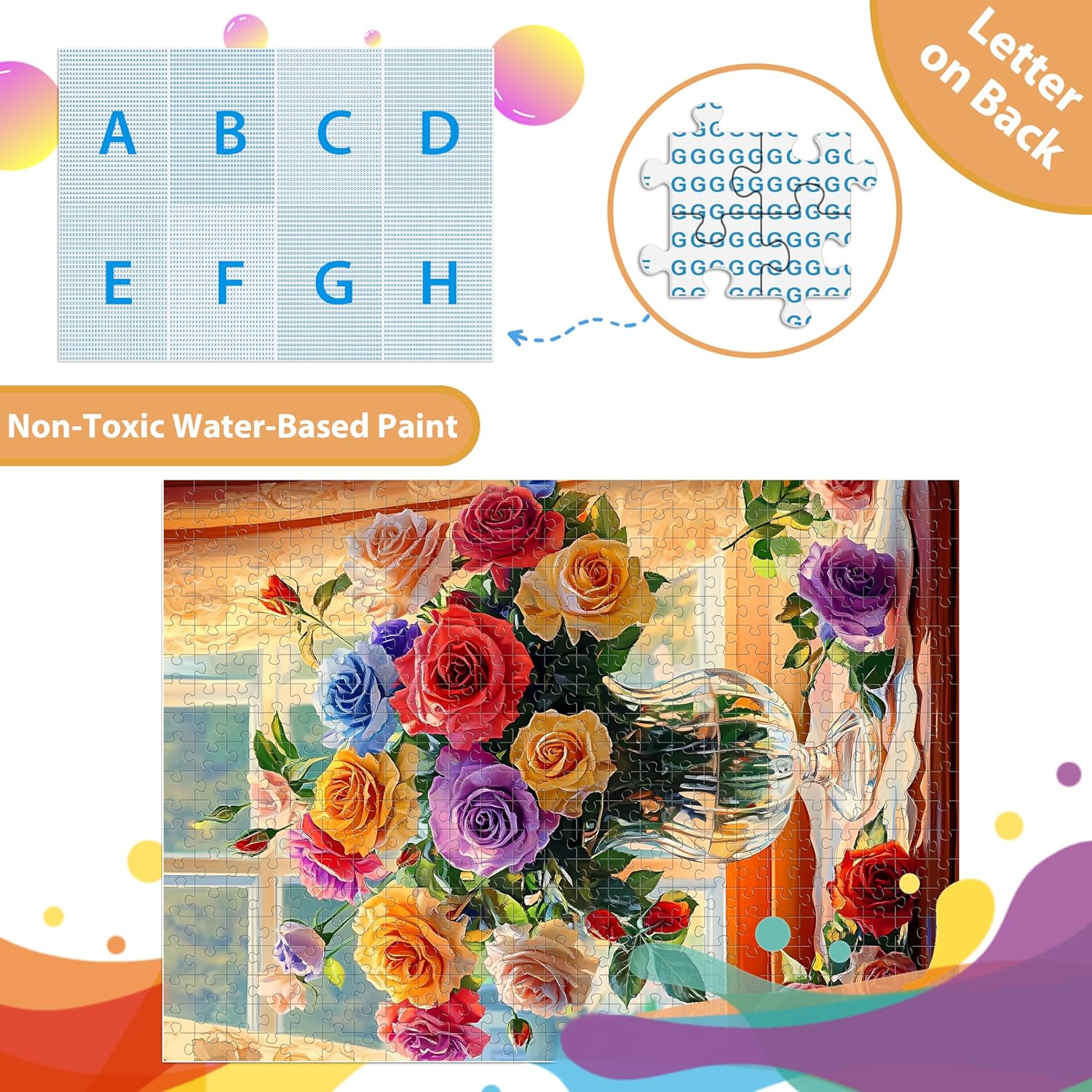 500 Piece Puzzles for Adults, Flower Jigsaw Puzzle 500 Piece for Adults Kids Seniors, Recycled Cardboard Large Piece Puzzle 500, Family Puzzles Great Gift for Mom Dad Family Friends 20.5 x 15 in