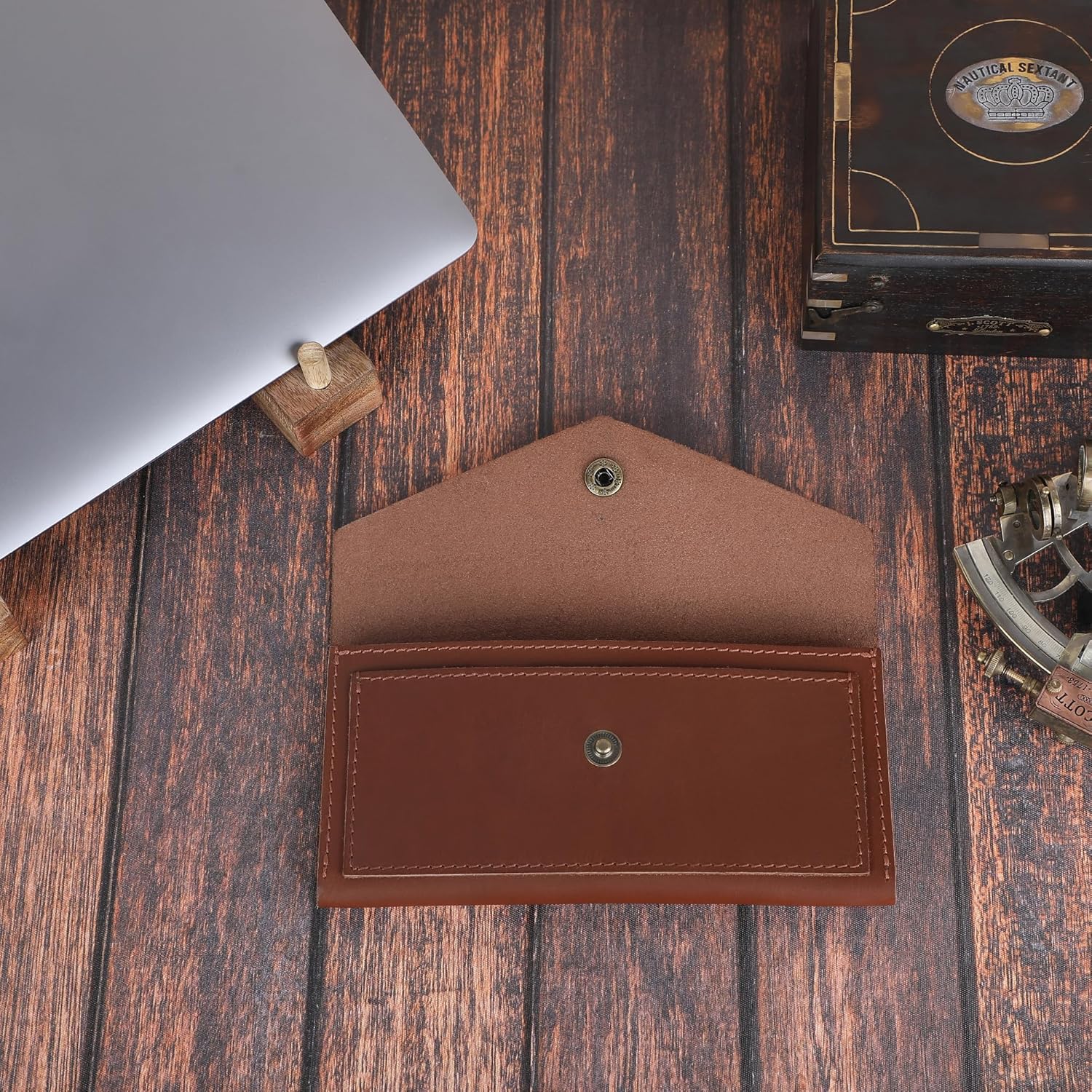 Genuine Slim Leather Wallet for Women (Tan) Compact Money Pouch for Cash, Small Travel Purse Women Money Organizer for Cash - Leather Cash Envelope Binder Travel Money Pouch Medium - Image 5