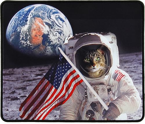 ENHANCE - Divertida alfombrilla de mouse grande con gato patriótico astronauta experimentando epifanía (12.6 x 10.6 pulgadas) por ENHANCE -